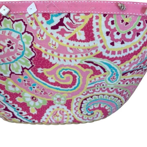 Vera Bradley Straw Tote Retired Capri Melon Beach Bag Pink Strap Paisley Summer - Picture 5 of 15